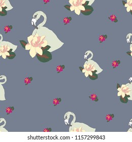 Elegance pattern with flowers and flamingo.