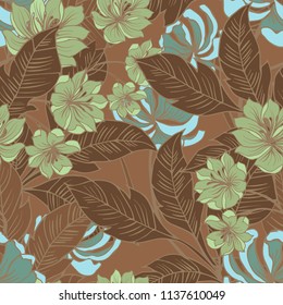 Elegance pattern with flowers and leaf.Floral vector illustration.