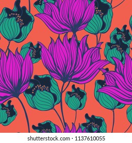 Elegance pattern with flowers and leaf.Floral vector illustration.