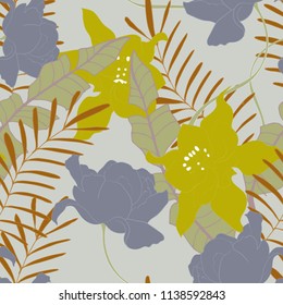Elegance pattern with flowers and leaf.Floral vector illustration.
