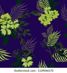 Elegance pattern with flowers and leaf.Floral vector illustration.
