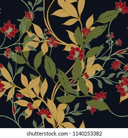 Elegance pattern with flowers and leaf.Floral vector illustration.
