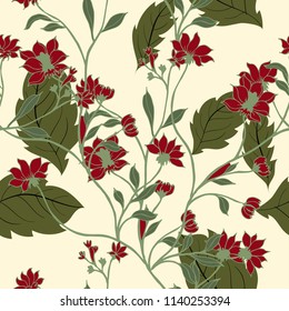 Elegance pattern with flowers and leaf.Floral vector illustration.
