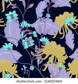 Elegance pattern with flowers and leaf.Floral vector illustration.
