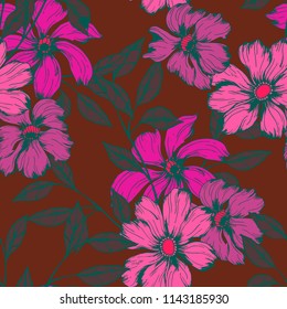 Elegance pattern with flowers and leaf.Floral vector illustration.
