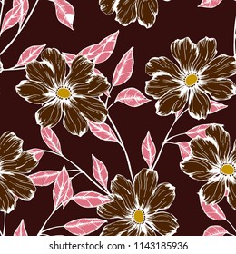 Elegance pattern with flowers and leaf.Floral vector illustration.
