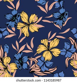 Elegance pattern with flowers and leaf.Floral vector illustration.

