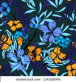 Elegance pattern with flowers and leaf.Floral vector illustration.
