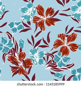 Diseño elegante con flores y hoja.Ilustración vectorial floral.
