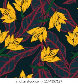 Elegance pattern with flowers and leaf.Floral vector illustration.
