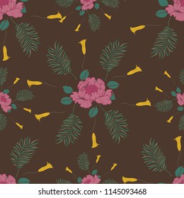 Elegance pattern with flowers and leaf.Floral vector illustration.
