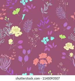 Elegance pattern with flowers and leaf.Floral vector illustration.
