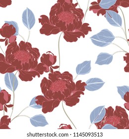 Elegance pattern with flowers and leaf.Floral vector illustration.
