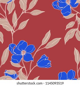 Elegance pattern with flowers and leaf.Floral vector illustration.
