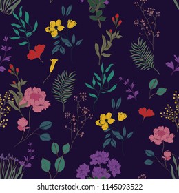 Elegance pattern with flowers and leaf.Floral vector illustration.
