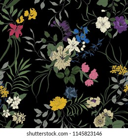 Diseño elegante con flores y hoja.Ilustración vectorial floral.