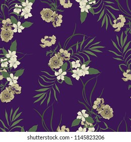 Elegance pattern with flowers and leaf.Floral vector illustration.