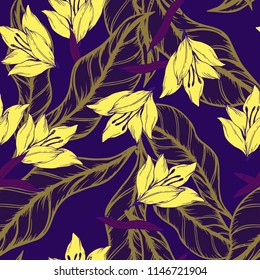 Elegance pattern with flowers and leaf.Floral vector illustration.
