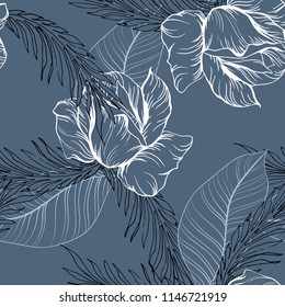 Elegance Pattern With Flowers And Leaf.Floral Vector Illustration.
