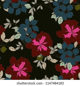 Elegance pattern with flowers and leaf.Floral vector illustration.