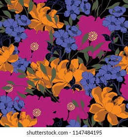 Elegance pattern with flowers and leaf.Floral vector illustration.