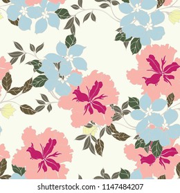 Elegance pattern with flowers and leaf.Floral vector illustration.