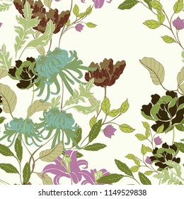 Elegance pattern with flowers and leaf.Floral vector illustration.
