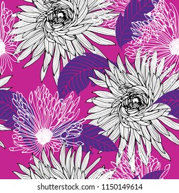 Elegance pattern with flowers and leaf.Floral vector illustration.