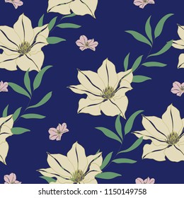 Elegance pattern with flowers and leaf.Floral vector illustration.