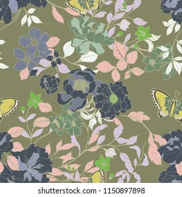 Elegance pattern with flowers and leaf.Floral vector illustration.