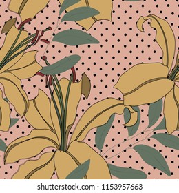 Elegance pattern with flowers and leaf.Floral vector illustration.