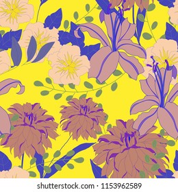 Elegance pattern with flowers and leaf.Floral vector illustration.