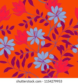 Elegance pattern with flowers and leaf.Floral vector illustration.