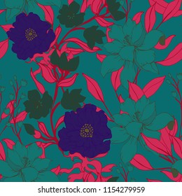 Elegance pattern with flowers and leaf.Floral vector illustration.