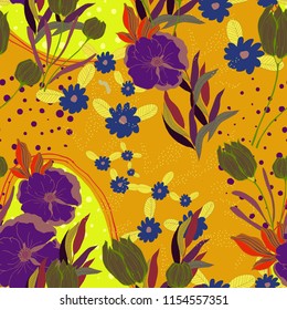 Elegance pattern with flowers and leaf.Floral vector illustration.
