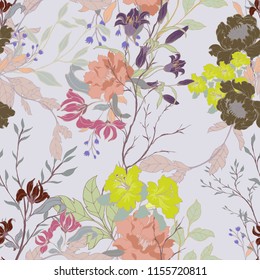 Elegance pattern with flowers and leaf.Floral vector illustration.
