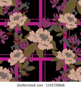 Elegance pattern with flowers and leaf.Floral vector illustration.
