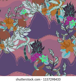 Elegance pattern with flowers and leaf.Floral vector illustration.