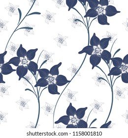 Elegance pattern with flowers and leaf.Floral vector illustration.
