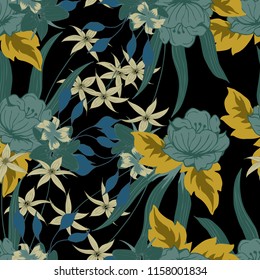 Elegance pattern with flowers and leaf.Floral vector illustration.
