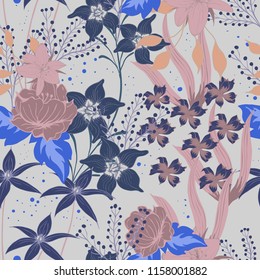 Elegance pattern with flowers and leaf.Floral vector illustration.
