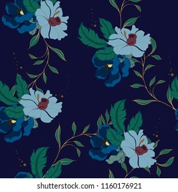 Elegance pattern with flowers and leaf.Floral vector illustration.

