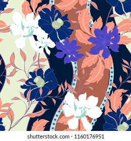 Elegance pattern with flowers and leaf.Floral vector illustration.
