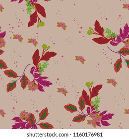 Elegance pattern with flowers and leaf.Floral vector illustration.

