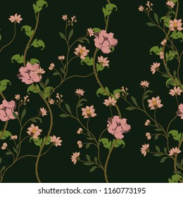 Elegance pattern with flowers and leaf.Floral vector illustration.