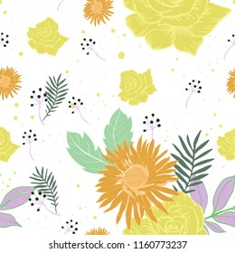 Elegance pattern with flowers and leaf.Floral vector illustration.