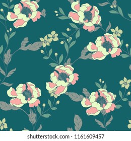 Elegance pattern with flowers and leaf.Floral vector illustration.