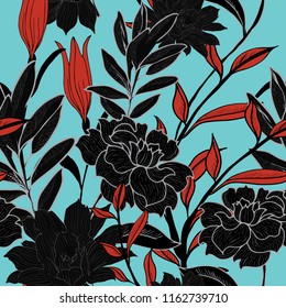 Elegance pattern with flowers and leaf.Floral vector illustration.