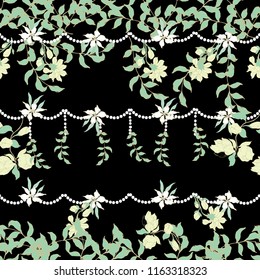 Elegance pattern with flowers and leaf.Floral vector illustration.