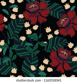 Elegance pattern with flowers and leaf.Floral vector illustration.